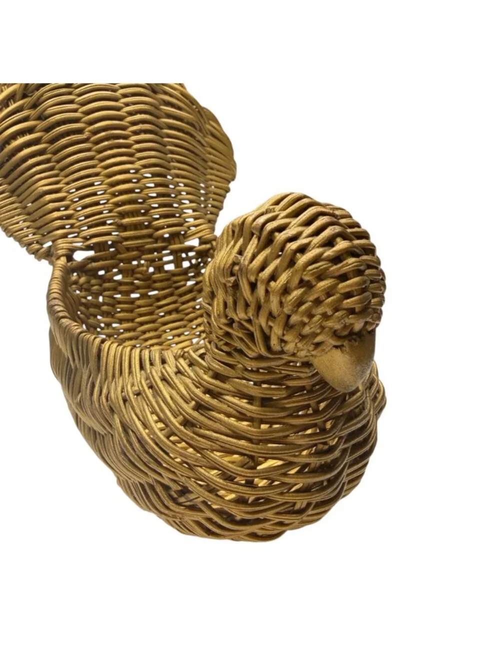 Vintage Gold Wicker Turkey Bird Basket Thanksgiving Fall Harvest Decor Centerpie